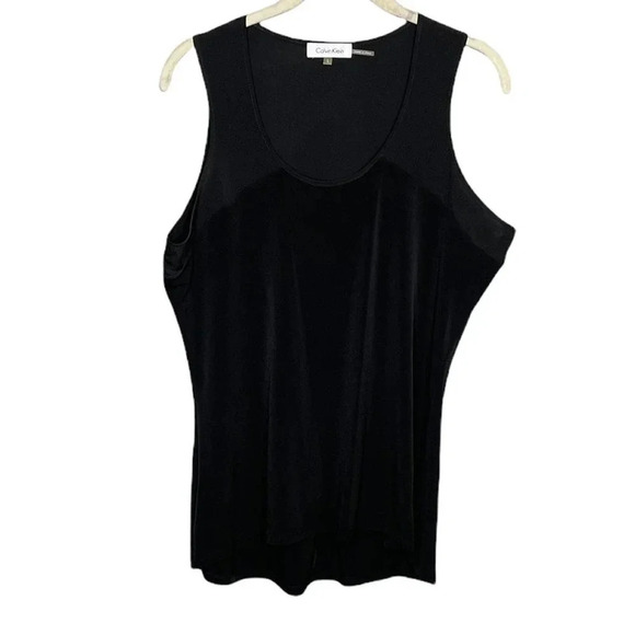 Calvin Klein Black Hi Lo Polyester Sleeveless Blouse Women’s Size Large - Picture 1 of 7